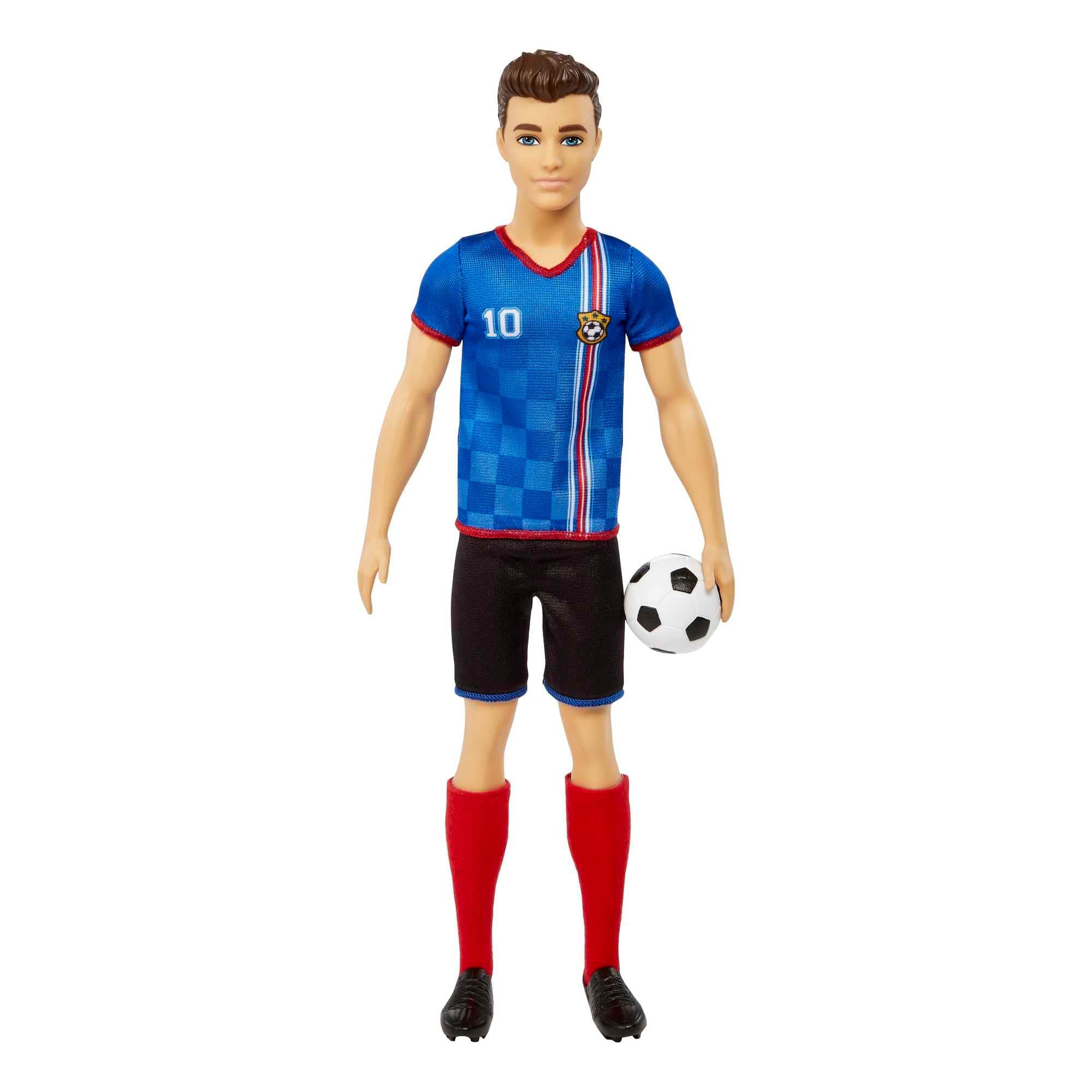 Careers Ken Fashion Doll & Accessory, Soccer Player with Cropped Hair, #10 Uniform, Tall Socks, Cleats & Ball