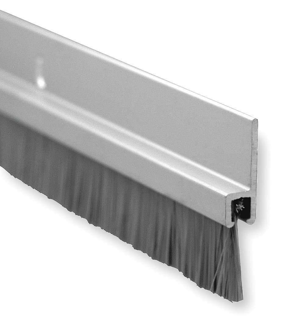 Pemko Brush Door Bottom Sweep, Clear Anodized Aluminum with 0.625 Gray Nylon Brush insert, 0.25 Width, 1.375 H x 48 L by Pemko
