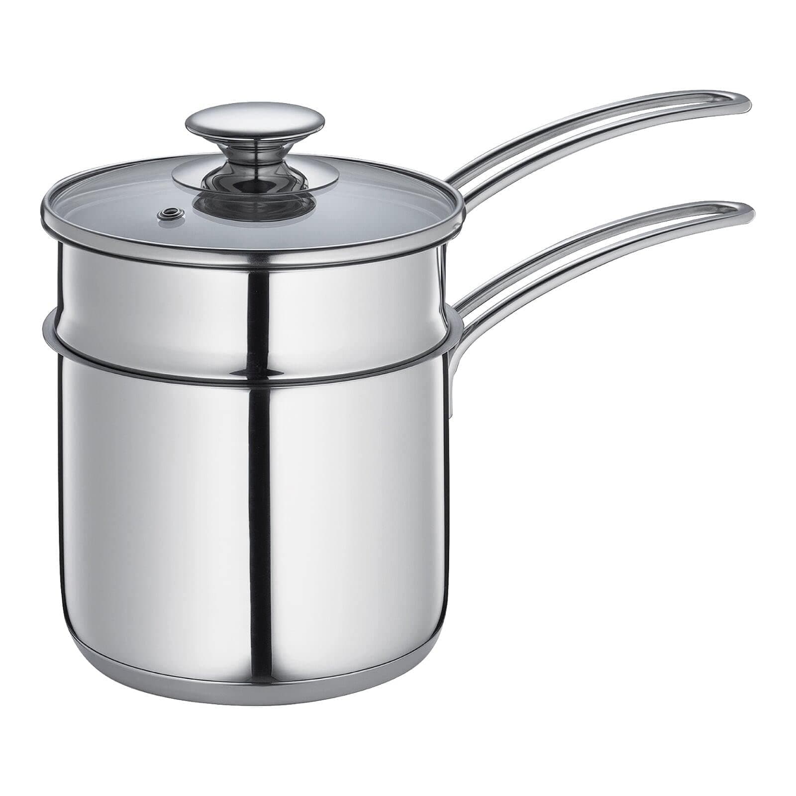 Double Boiler/Bain Marie Set with Glass Lid, 1.6 Quart, 5.5" Diameter