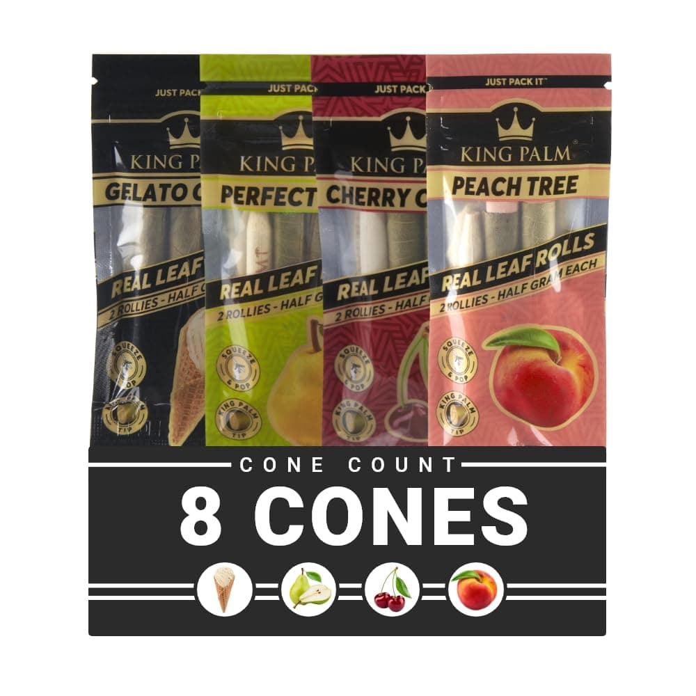 King Palm Flavors Rollie Size Cones - 1 Pack, 2 Rolls Terpene Infused - Squeeze & Pop Pre Rolls - Organic Flavored Pre Rolled Cones - King Palm Flavors Pre Rolls - (Mixed Bundle)