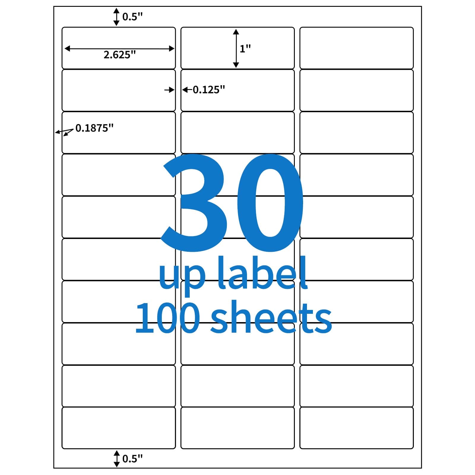 BESTEASY 30-up 100 Sheets 1" X 2-5/8" Address Shipping Labels for Laser and Inkjet Printers, FBA Product Labels (3000 Labels)