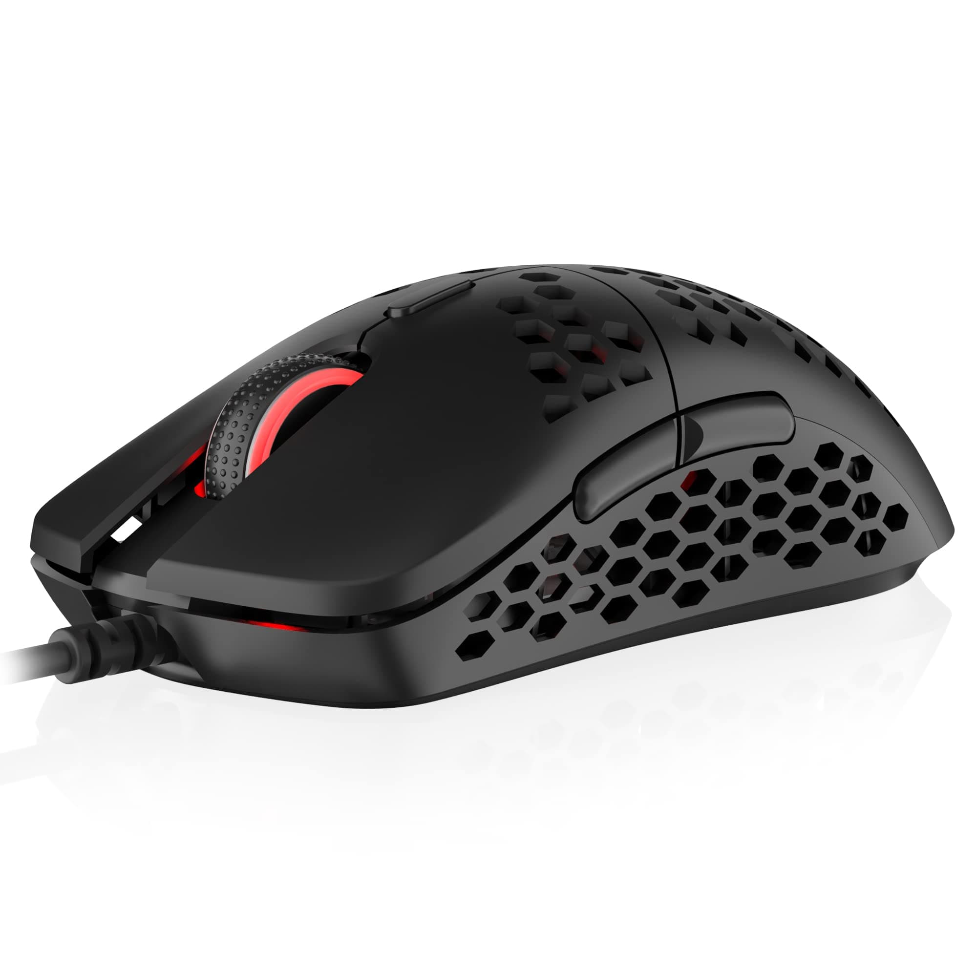 HK Gaming Mira S Ultra Lightweight RGB Gaming Mouse | Honeycomb Shell | 61 Grams | max 12000 cpi | USB Wired | 6 programmable Buttons | On-Board Memory | Anti Slip Grips | Mira-S Black