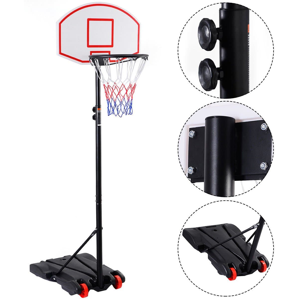 Lookpeech Adjustable Basketball Hoop System Stand Kid Indoor Outdoor Net Goal w/ Wheels