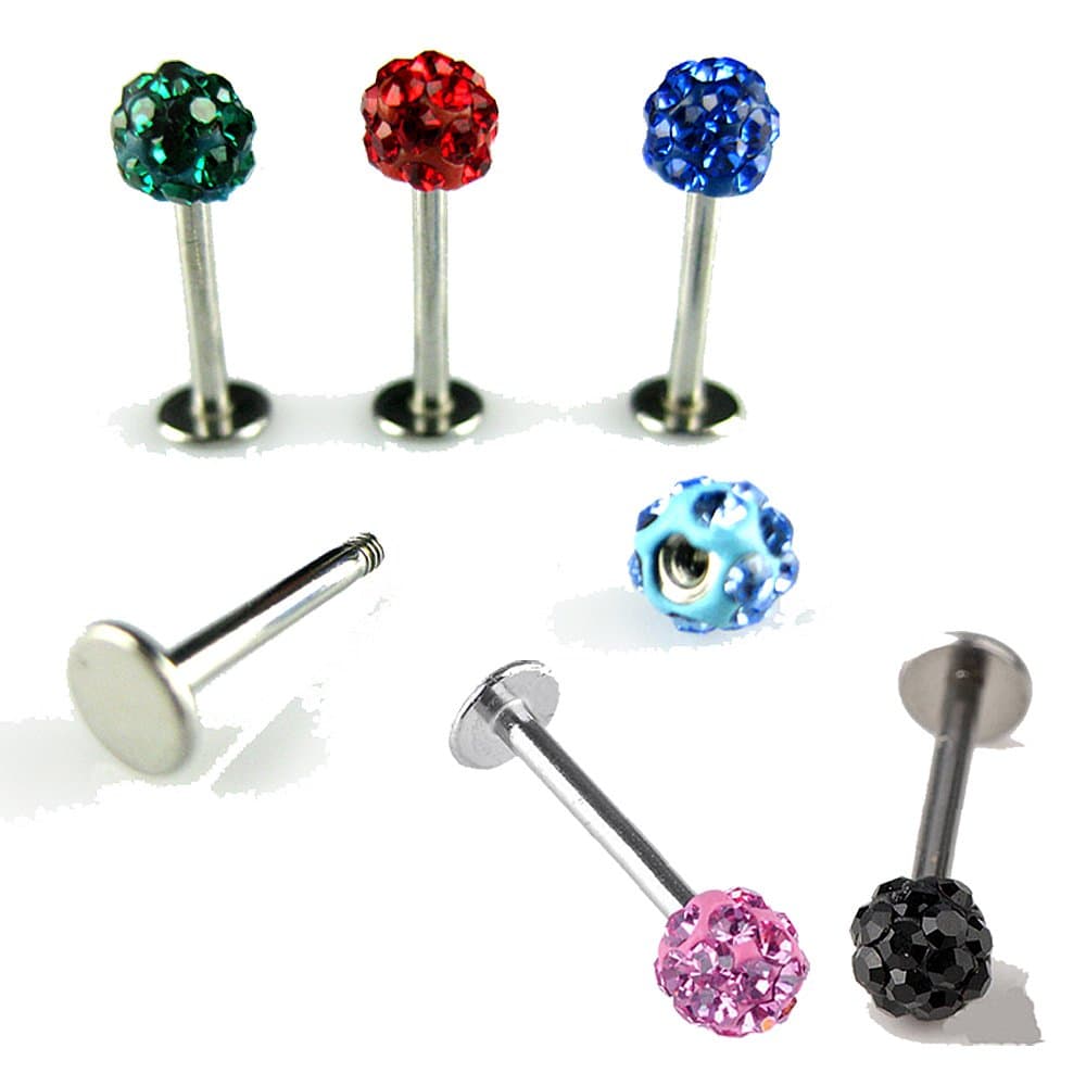 Sqdeal 9pcs Mixed 16g Czech Crystal Lip Labret Ring Studs Monroe Stainless Steel Piercing By Sqdeal