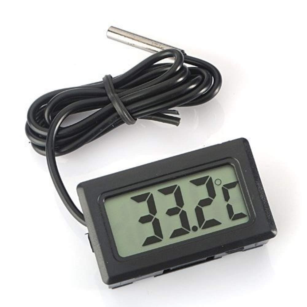 Digital LCD Thermometer Temperature Monitor with External Waterproof Probe for Refrigerator Aquarium, FishTank Water Temperature Thermodetector -Black, 4.8cm×2.8cm×1.5cm