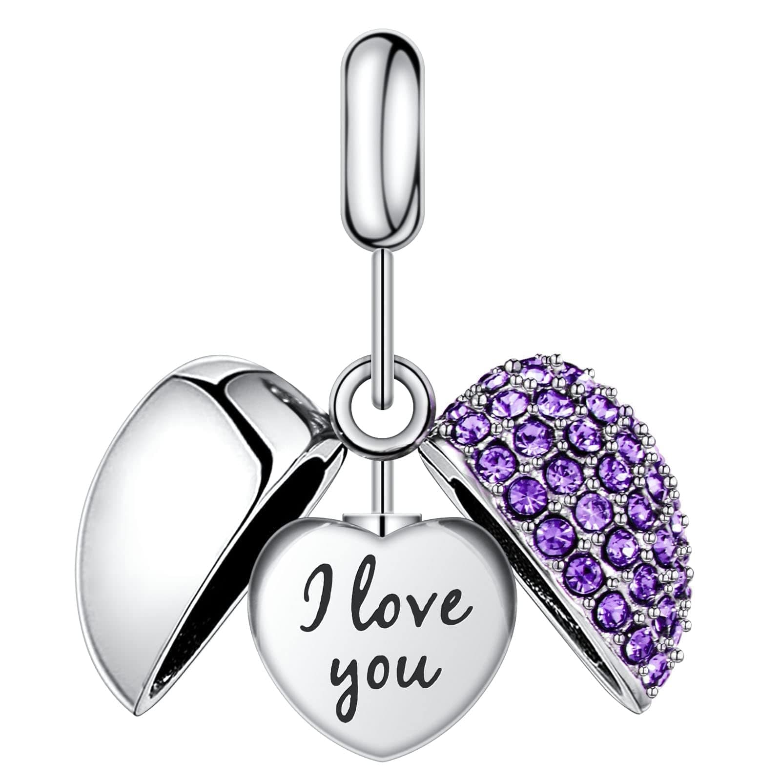 Women's Bead Charm, Sterling Silver Heart Charm, 925 Sterling Silver Dangle Pendants Beads Charms Jewelry Gift for Women Girls