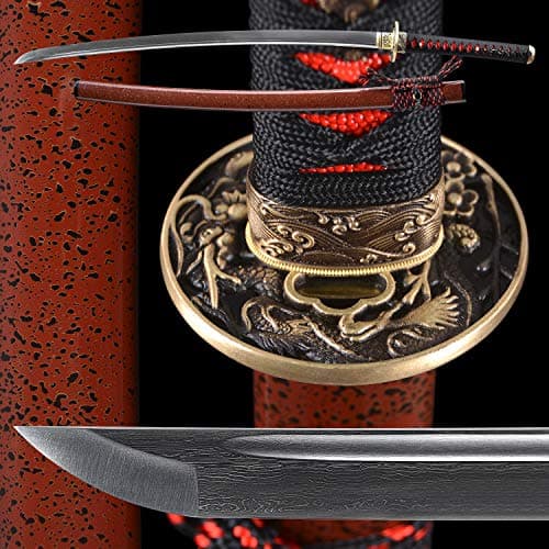 Handmade Katana Sword Full Tang Samurai Sword,Battle Ready,Practical, Hand Forged,1095 High Carbon Steel/T10 High Carbon Steel Clay Tempered/Damascus Folded Steel,Razor Sharp