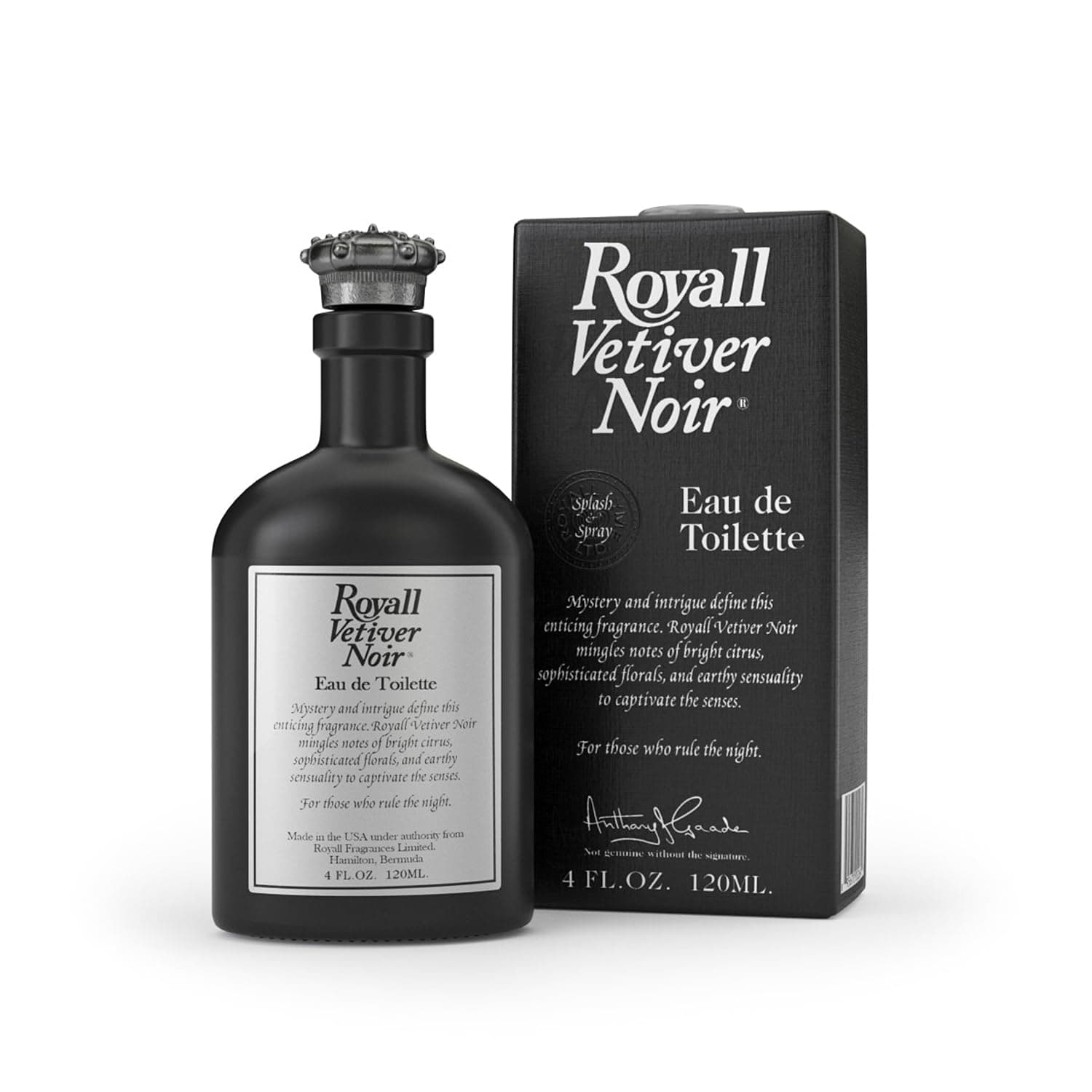 ROYALL VETIVER NOIR, Men's Eau de Toilette, Vetiver & Amber Fragrance – 4 oz Spray