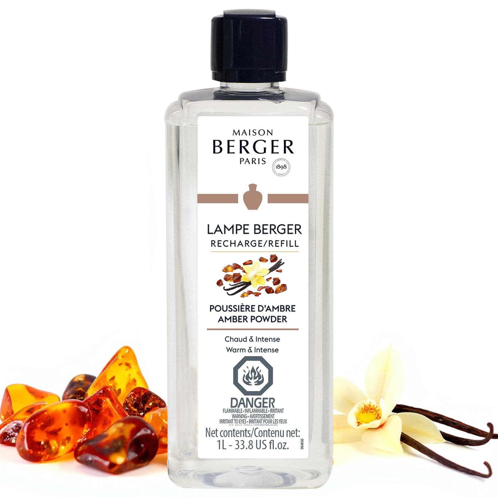 Amber Powder | Lampe Berger Fragrance Refill Home Fragrance Oil Diffuser | Purify and Perfume | 33.8 fl oz - 1 Liter | Made in France