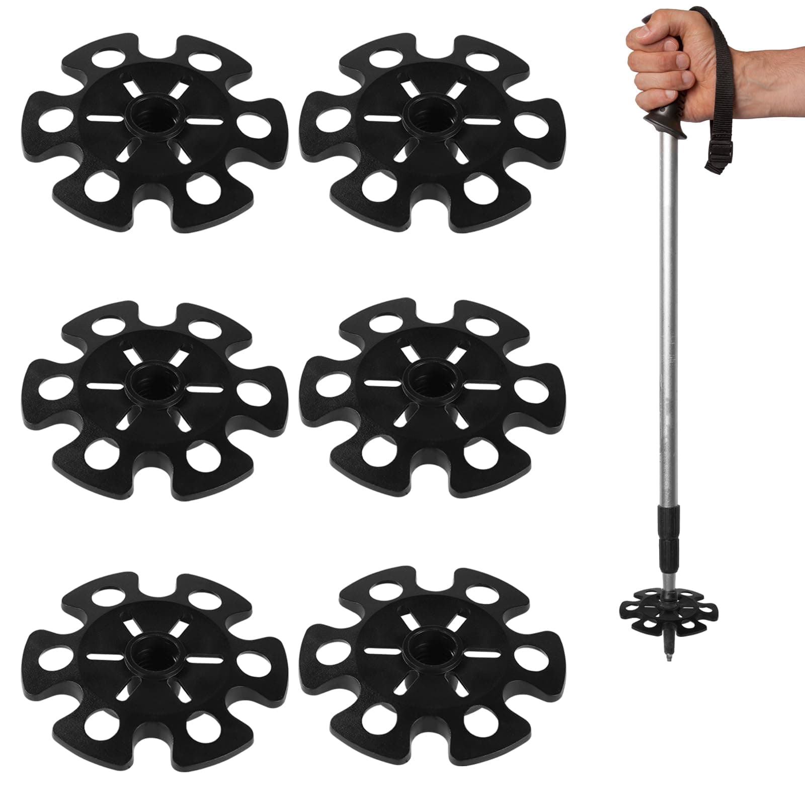 6pcs Snow Baskets for Trekking Poles, Walking Stick Tips Outdoor Trekking Pole Accessories Ski Pole Baskets Replacement Trekking Pole Hiking Pole Snow Baskets for Hiking Trekking Walking Poles