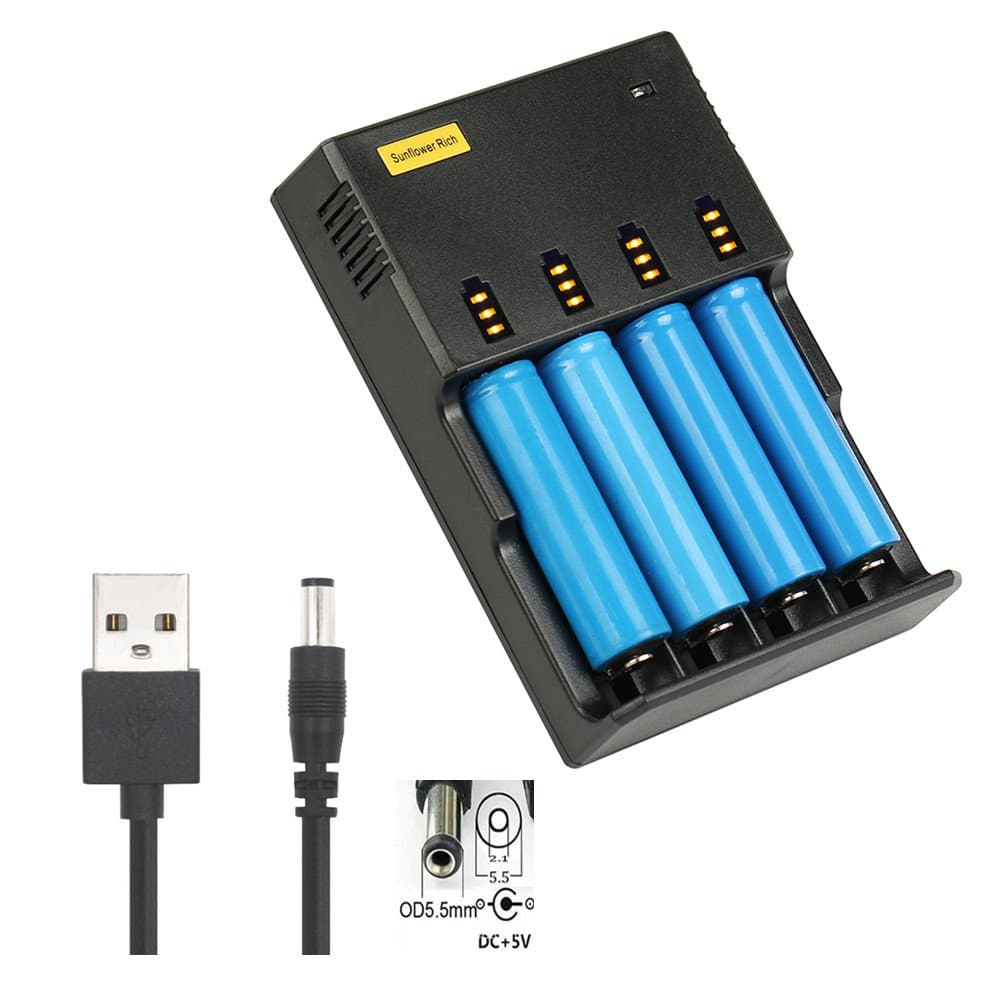 4-Slots 18650 Battery and Charger USB LI-ION NI-CD NI-MH AA AAA AAAA 18650 cr123A
