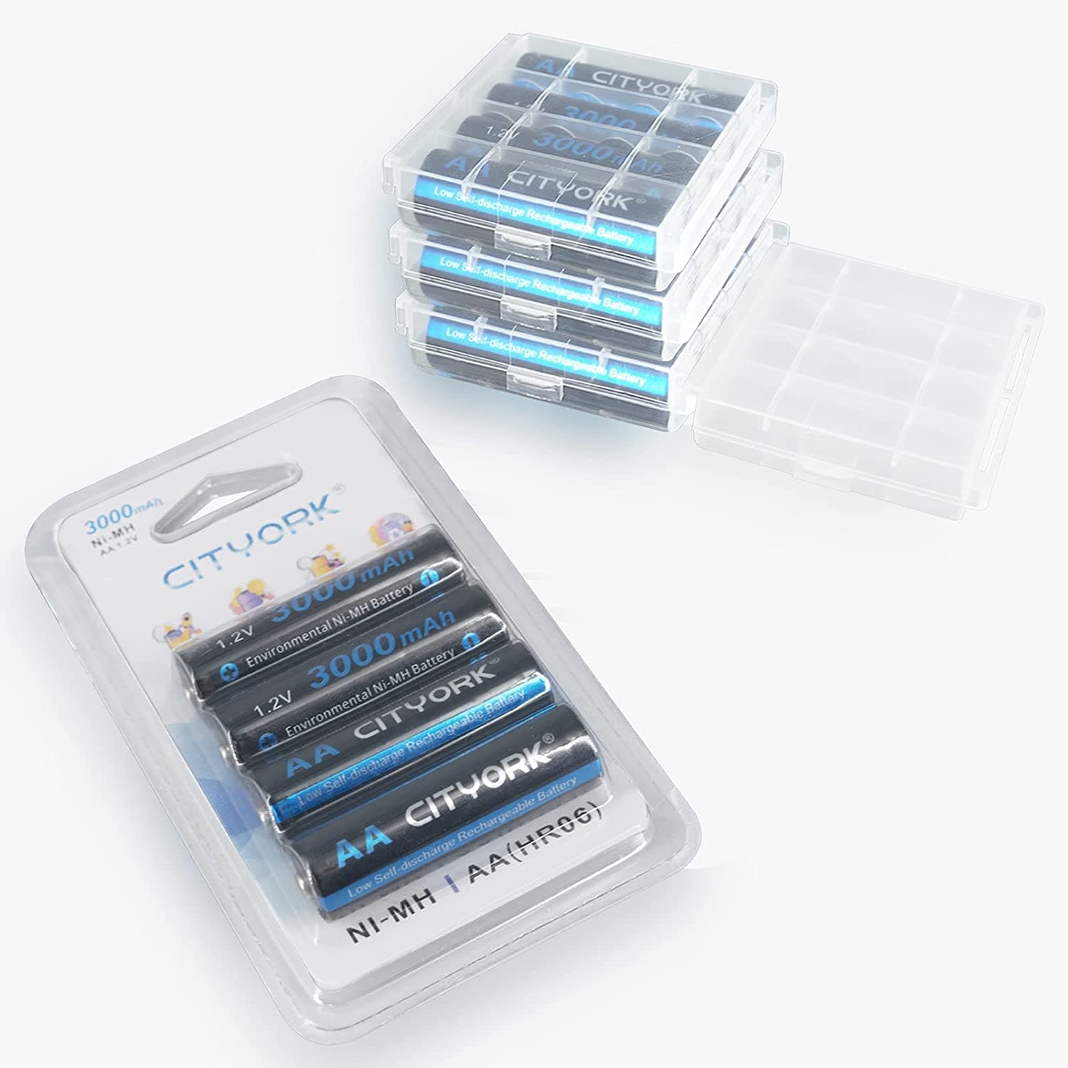 AA Rechargeable Batteries with Charger,8 Bay AA AAA NiMH/NiCd Battery Charger with 16 Pack 1.2V AA Ni-MH Rechargeable Batteries