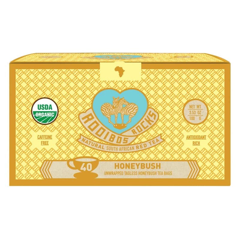 Caffeine Free South African Honeybush Tea 40 Decaf Tea Bags - Premium Organic, Sugar-Free, Calorie-Free, Sustainably Sourced, Ethically Farmed Honeybush Tea Teabags