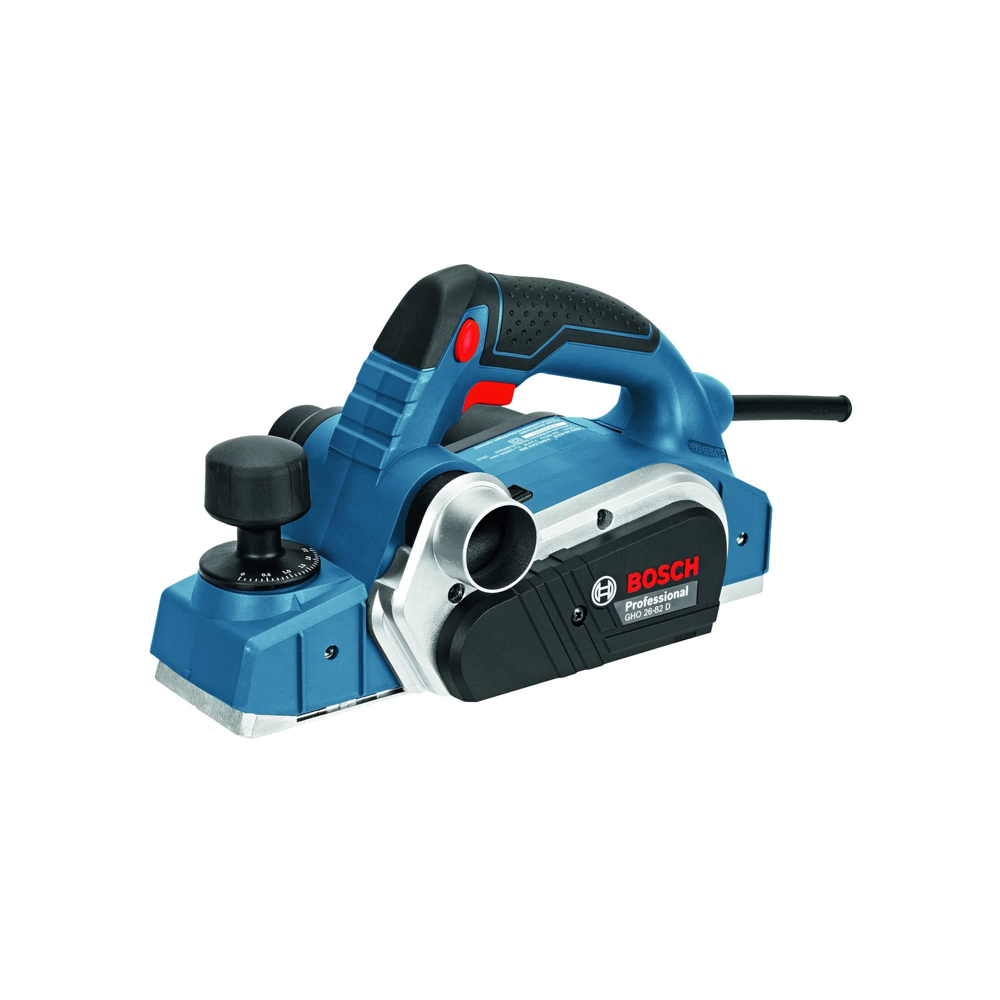 Bosch GHO 26-82 D Corded Electric Planer, 710W, 82 mm Width, 2.6 mm Depth, 18,000 rpm, V-Groove, Cutting Depth Adjustment, 2.8 kg + Hex Key, Dust Bag, 1 Year Warranty