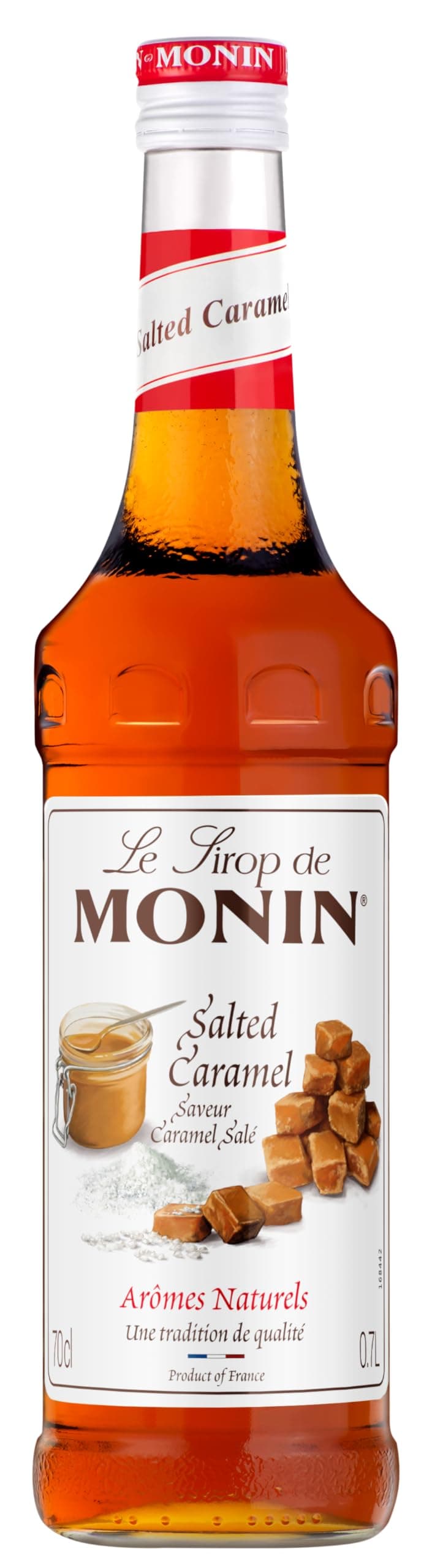 MONIN Premium Salted Caramel Syrup 700ml for Coffee and Cocktails. Vegan-Friendly, Allergen-Free, 100% Natural Flavours and Colourings. Salted Caramel Coffee Syrup