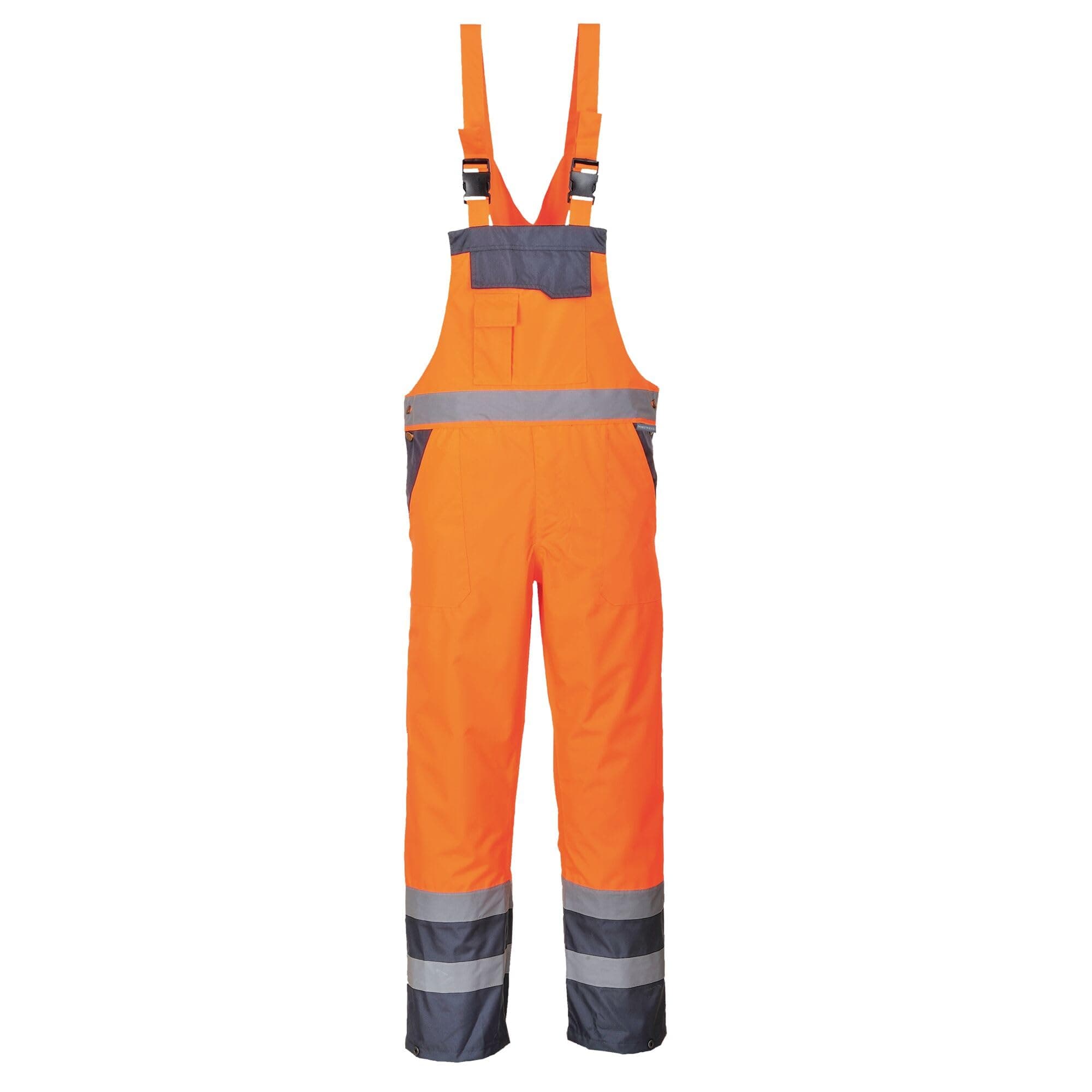 Portwest S488ONRXXL Contrast Bib and Brace, Unlined, Regular, Size XX-Large, Orange/Navy
