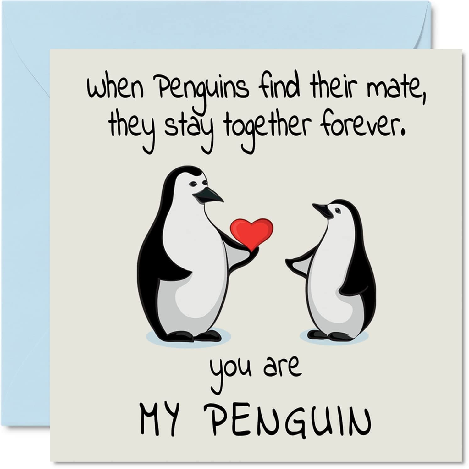 Anniversary Card - You Are My Penguin - Cute Romantic Wedding Anniversary Card for Wife Husband Girlfriend Boyfriend Partner Friend Him Her, 145mm Valentine's Day Greeting Cards for Fiancee