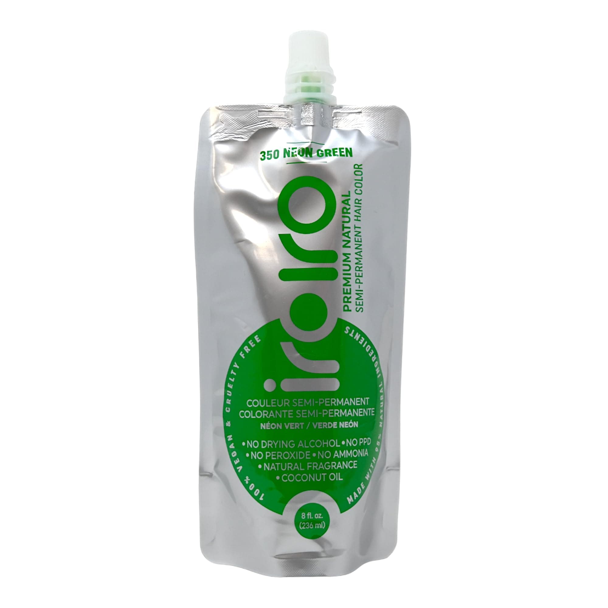 IROIRO (8 oz / 236 ml) - Premium Natural Semi-Permanent Hair Colour 350 Neon Green (240ml)