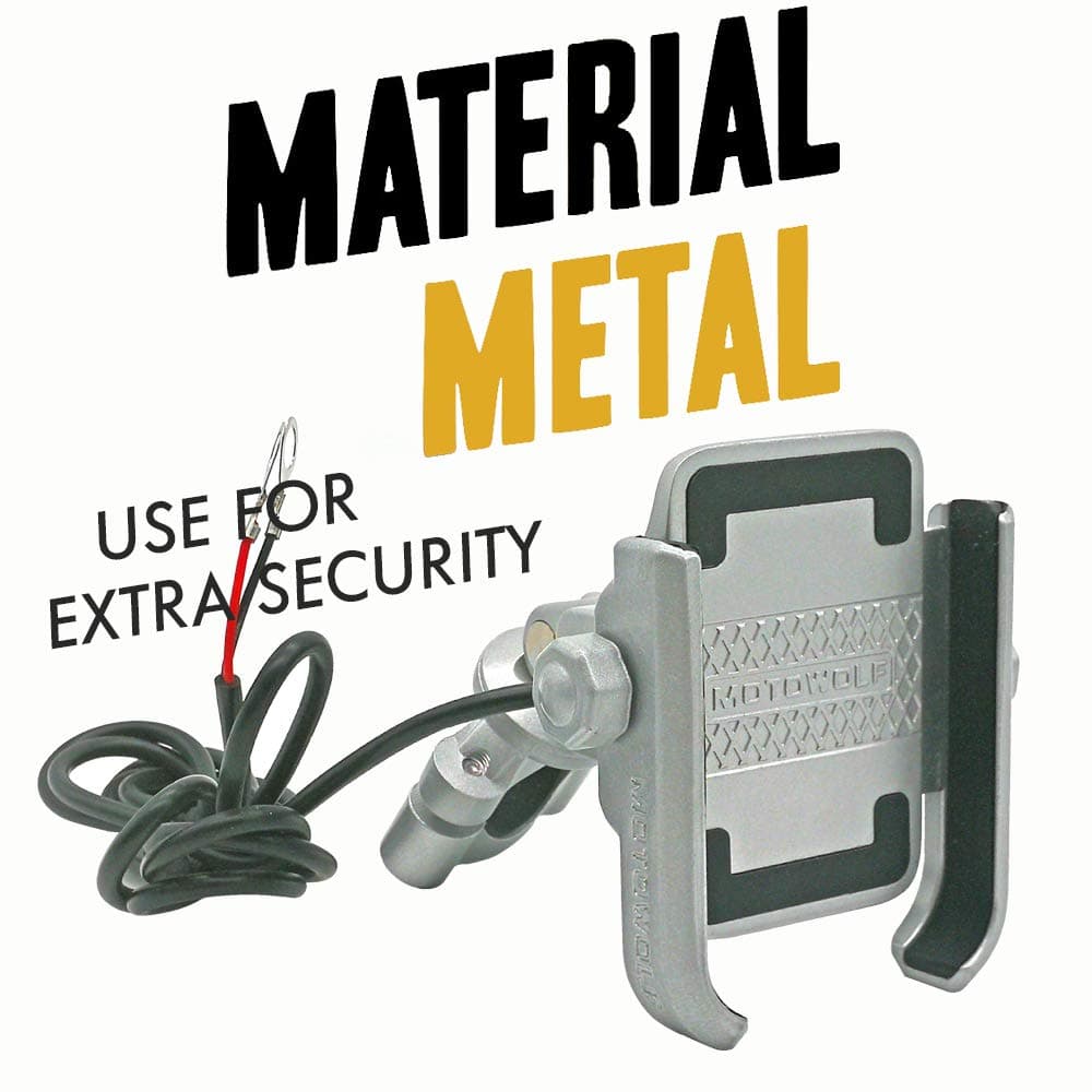 Metal Motorcycle Phone Mount with 5V 2.0A USB Charging Port, Universal Bike Mount/Cell Phone Holder for Apple iPhone, Samsung Galaxy, LG, HTC, Nexus, 4 – 6 Inches Adjustable Cradle Clamp