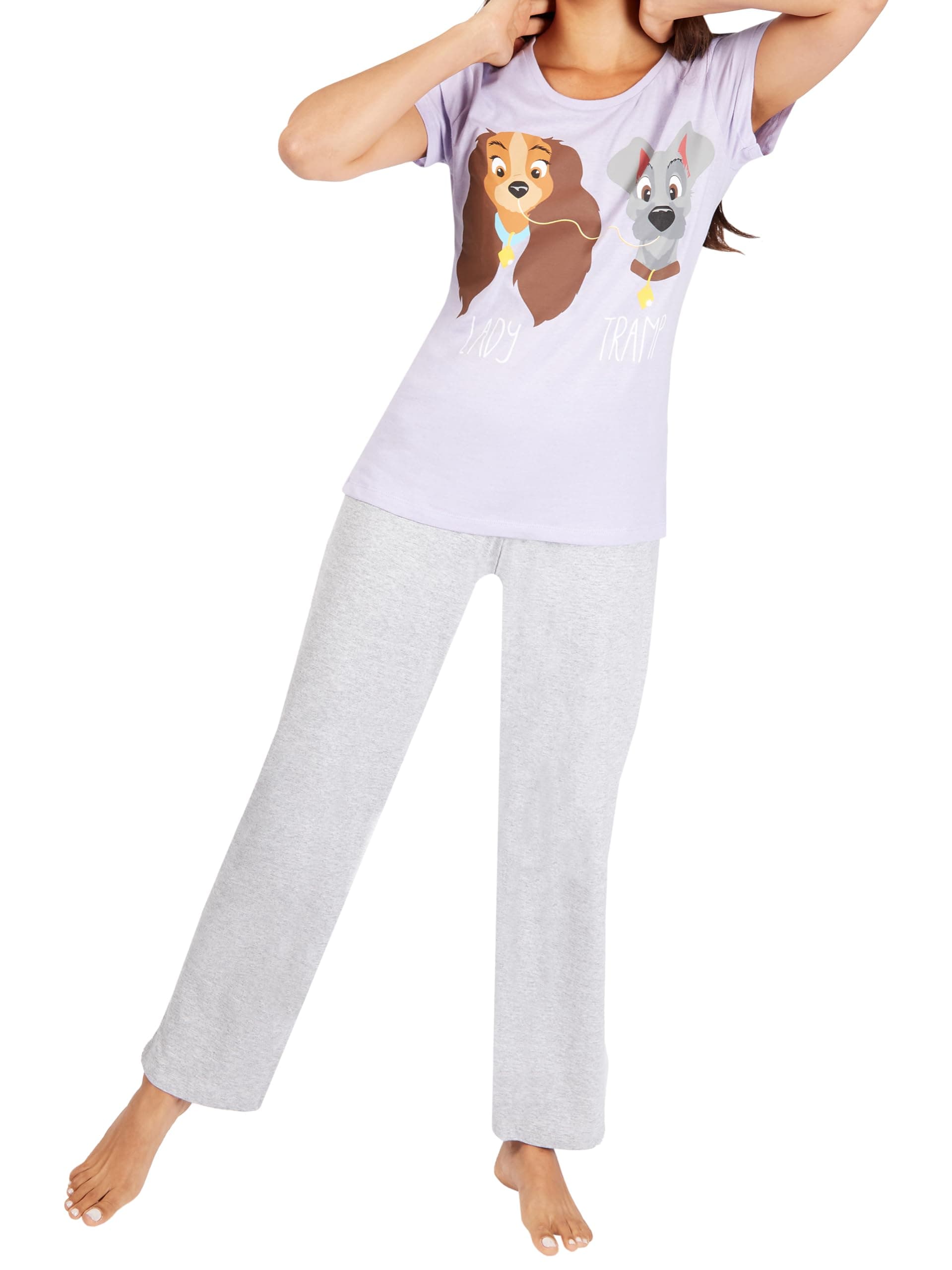 DisneyPyjamas Womens | Lady And The Tramp Womens Pyjamas | Short Sleeve Ladies PJs Size