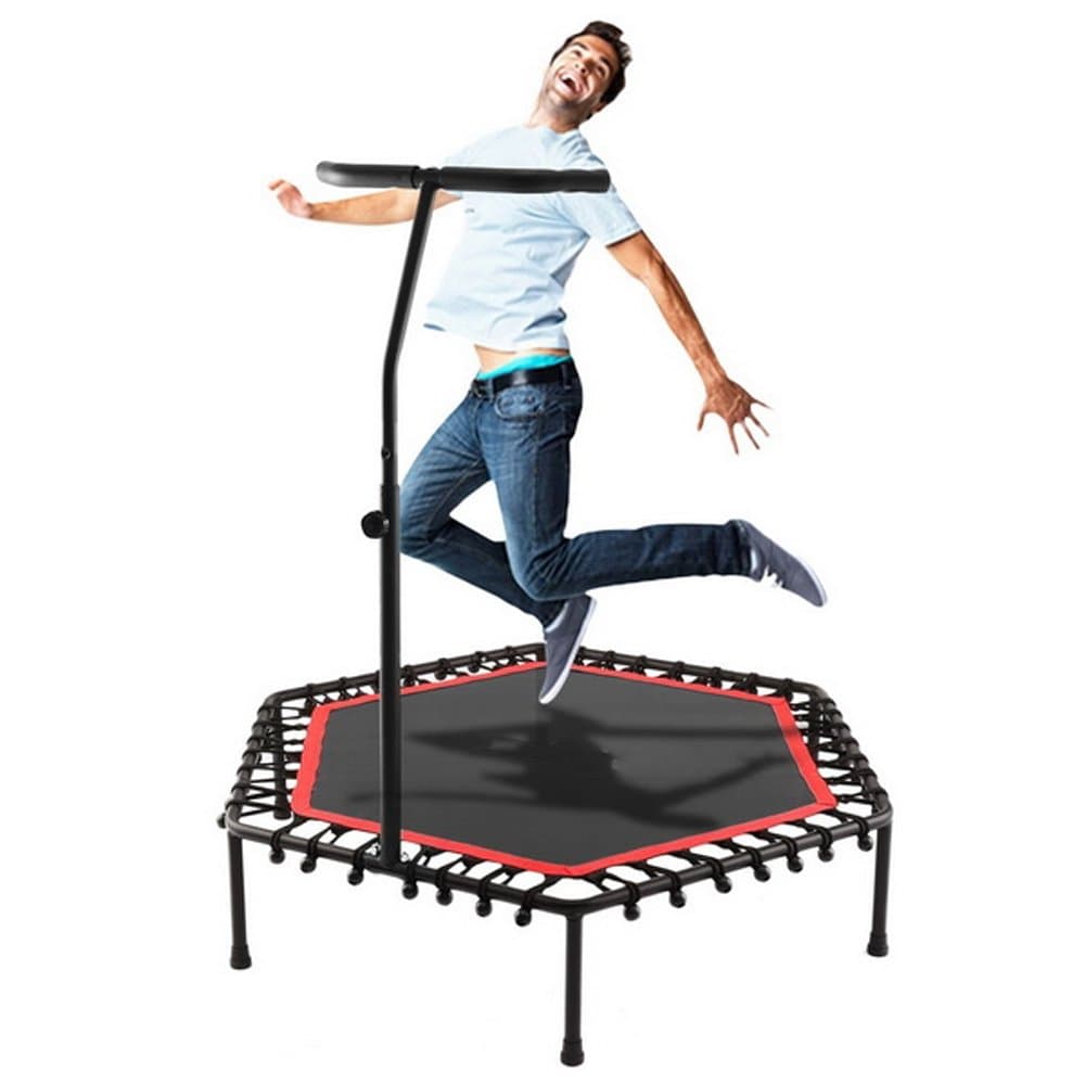 Cheesea Mini Trampoline with Adjustable Handle Bar Safe Fitness Bungee-Rope-System Trainer for Kids or Adults