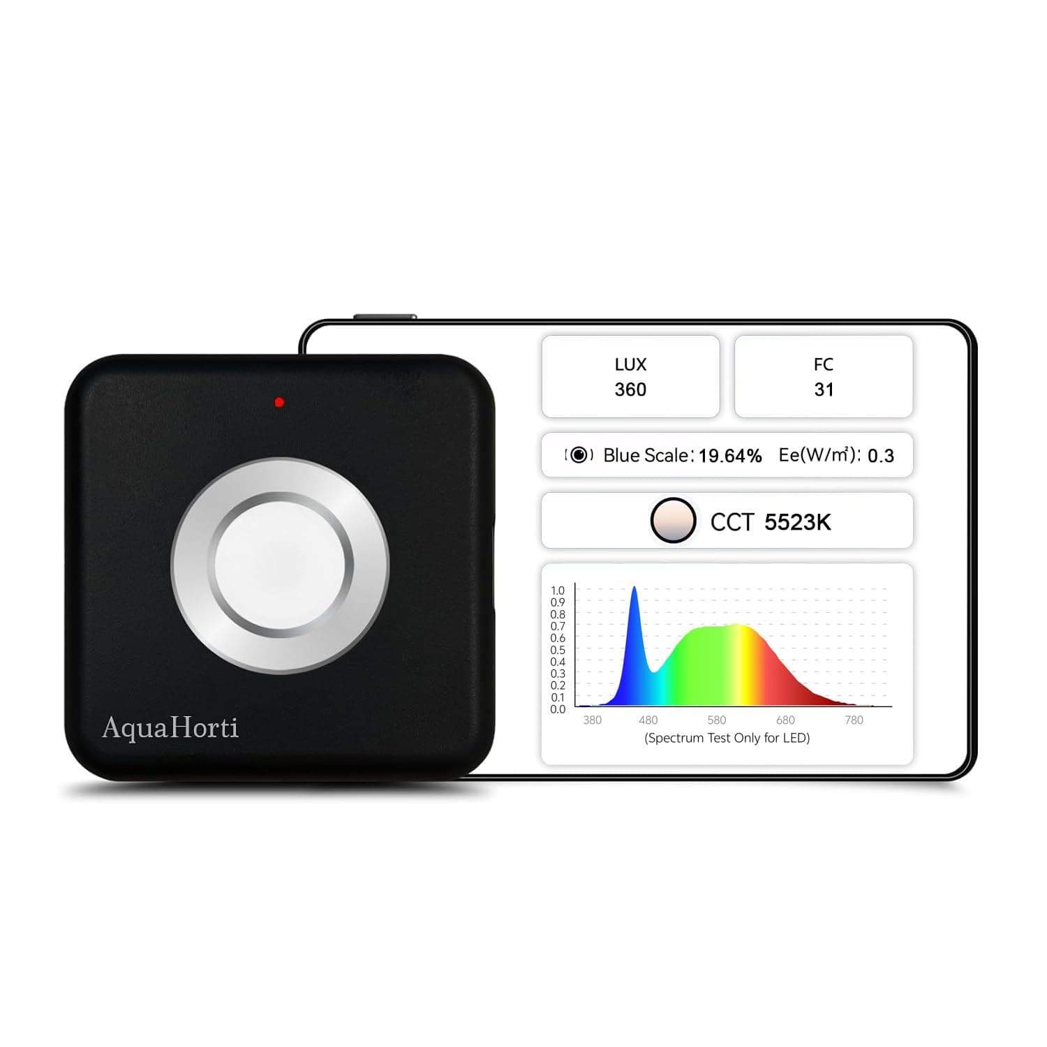 AH-300 Light Meter,Test LED Spectrum,CCT,LUX,Foot Candle,Blue Light Meter,LUX Distribution, Data Exported as a CSV File.