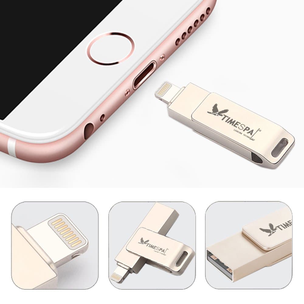 32GB USB Flash Drive with Lightning Connector External Storage Memory Expansion for iPhone iPad Computer (32GB silver 001)
