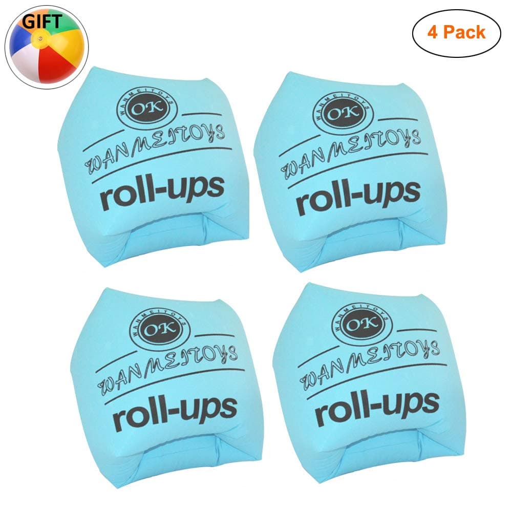 PVC Arm Floaties Inflatable Swim Arm Bands Floater Sleeves Swimming Arm Rings Tube Armlets Water Wings for Kids Toddlers Adults (Two Blue)