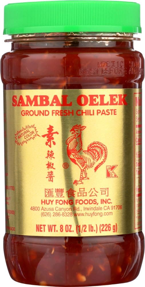 Huy Fong Foods Inc., Sambal Oelek, Ground Fresh Chili Paste, 8 oz (226 g) - 2PC