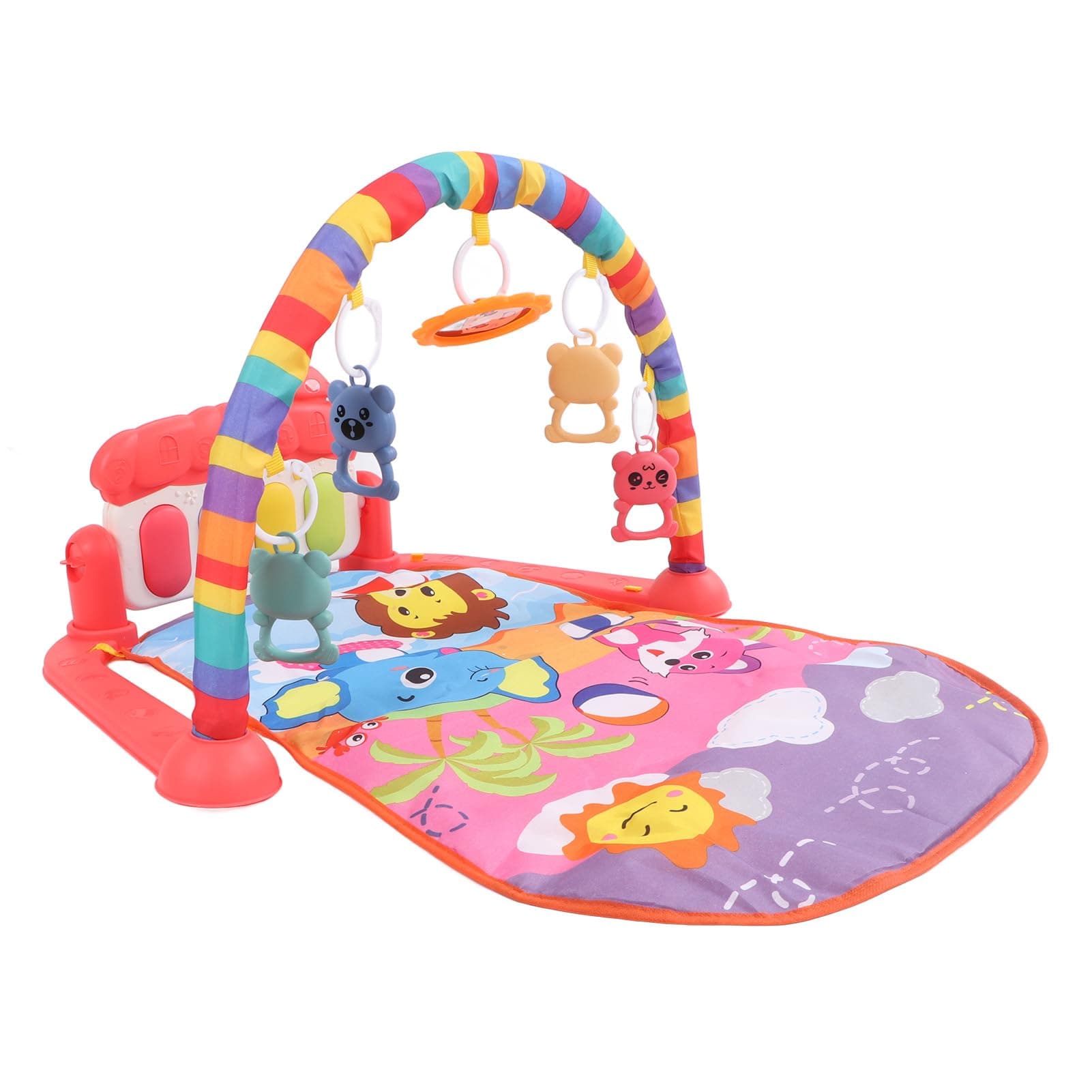 OPPWONGBaby Play Mat, Baby Gym Play Mat Activity Center Tummy Time Mat Padded Play Mat for Baby Kick and Play Piano Gym Mat with Music and Lights for Newborn Toddler Infants Boys Girls