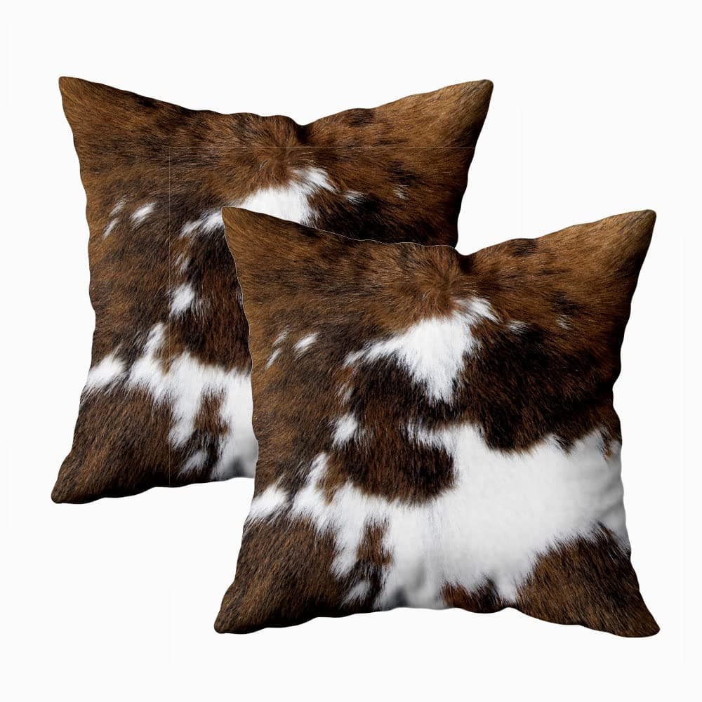 TOMWISH 2 Packs Hidden Zippered Pillowcase Christmas Cowhide Accent 16X16Inch,Decorative Throw Custom Cotton Pillow Case Cushion Cover for Home 18X18 Set of 2 Off-white