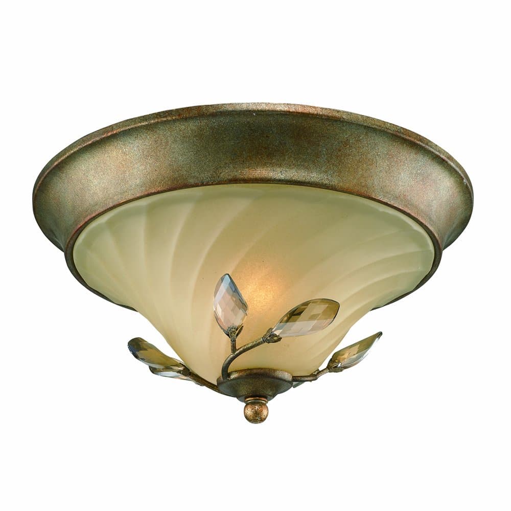 Golden Lighting 5400FMRG Flush Mount with Swirled Mist Glass Shades, Rose Gold Finish