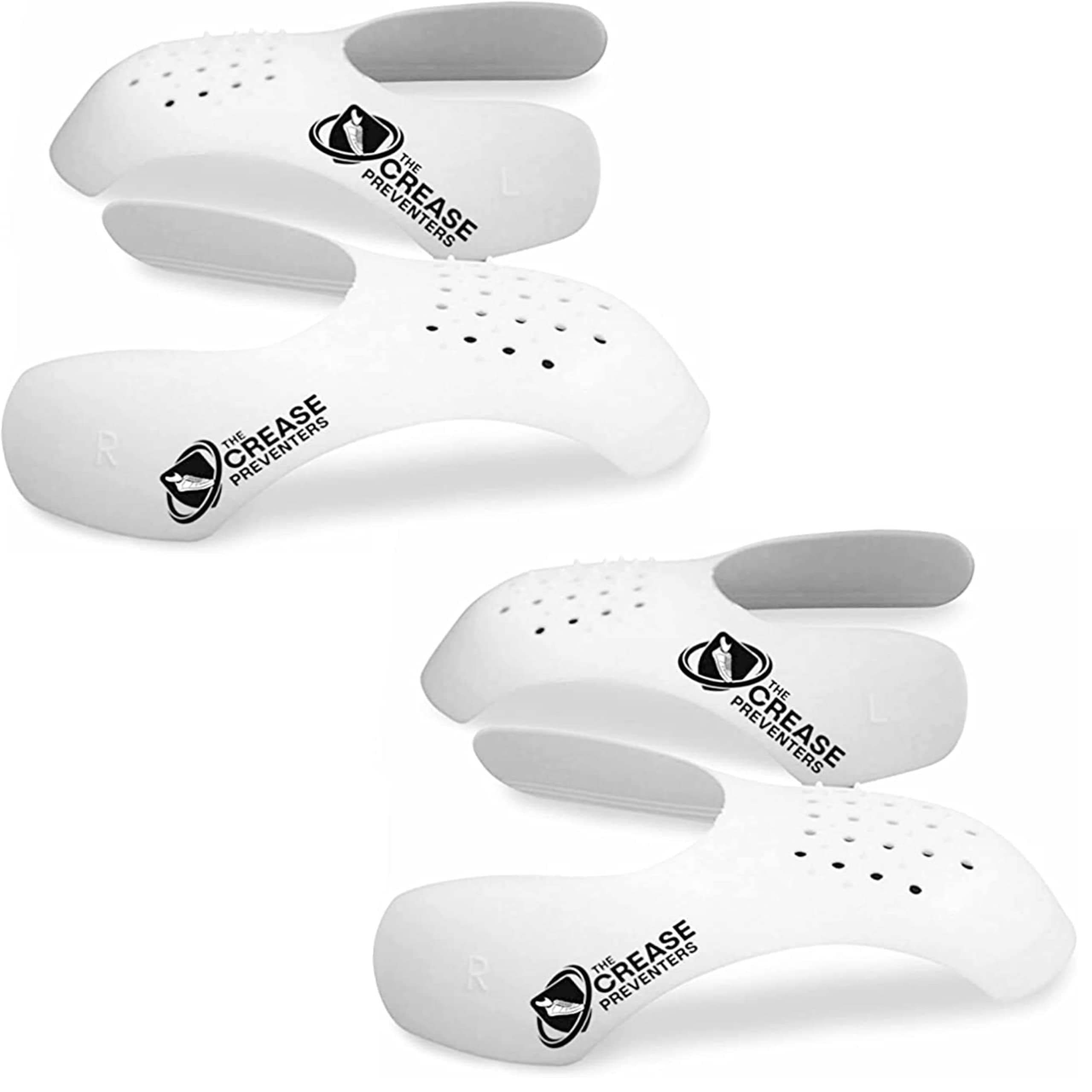 Two Pairs - Shoe Crease Protectors - One Size Fits All - Anti-Crease Sneaker Shoe Shield - Universal Crease Preventers Protector Against Shoe Creases - Size UK 7-13 White