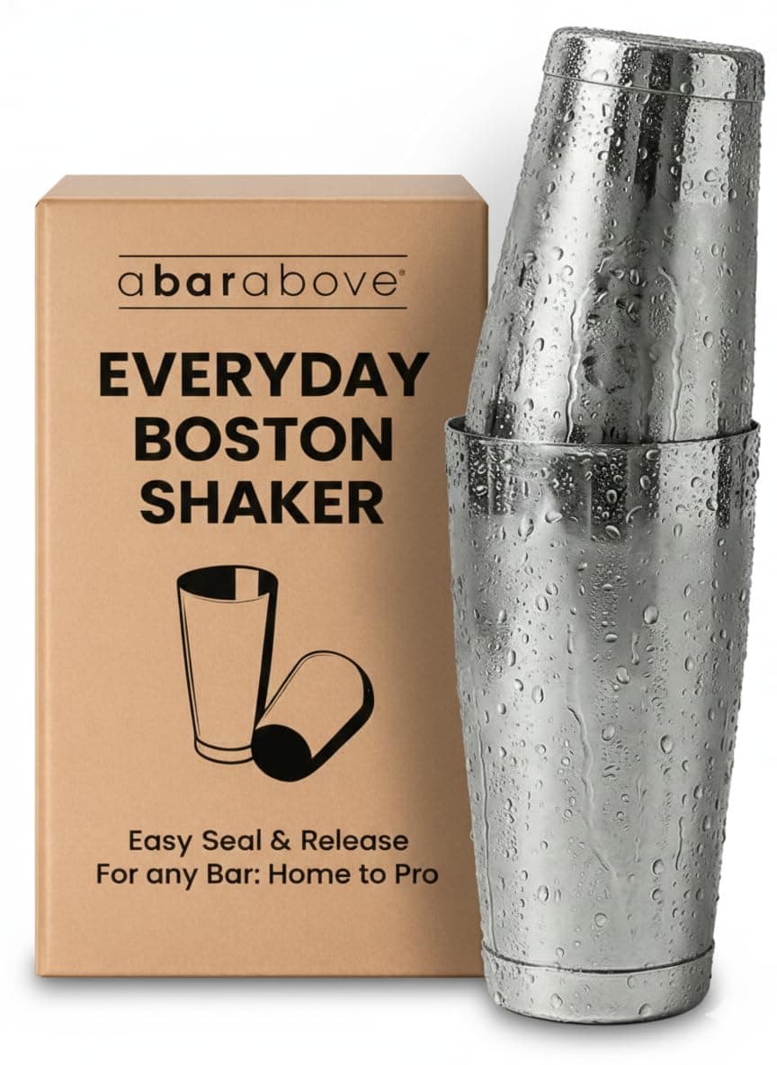A Bar Above Professional Boston Shakers Set - 18 oz & 28 oz Weighted Cocktail Shaker Set For Bartenders - Pro Bar Shaker Made from Premium Stainless Steel 304. Essential Bar Tools For Drink Making