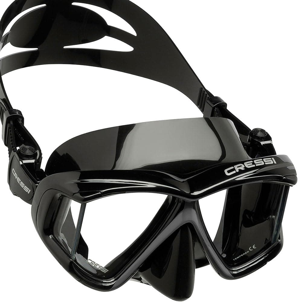Cressi Panoramic Wide View Diving Mask - 4-Window Tempered Glass - Soft Silicone Skirt for a Perfect Seal - Pano 4: Designed in Italy