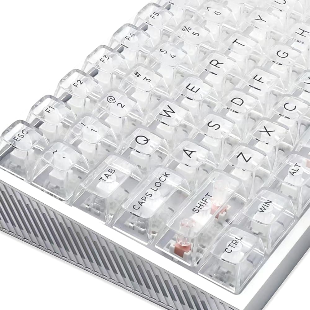 132 Keys Crystal Transparent Keycap Set,Custom CBSA Profile Backlit Keycap,RGB Mechanical Keyboard PC Material Keycaps (Transparent)