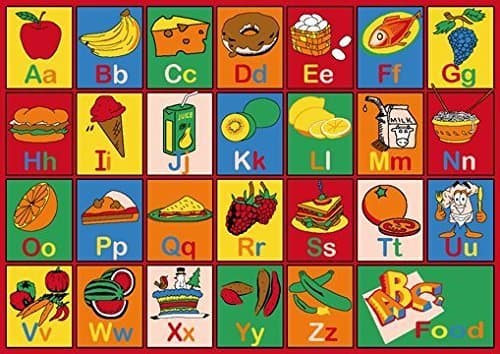 5x7 Kids Area Rug ABC Food Learning/Playtime Carpet (4ft11in.x6ft10in.) (5 Feet X 7 Feet)