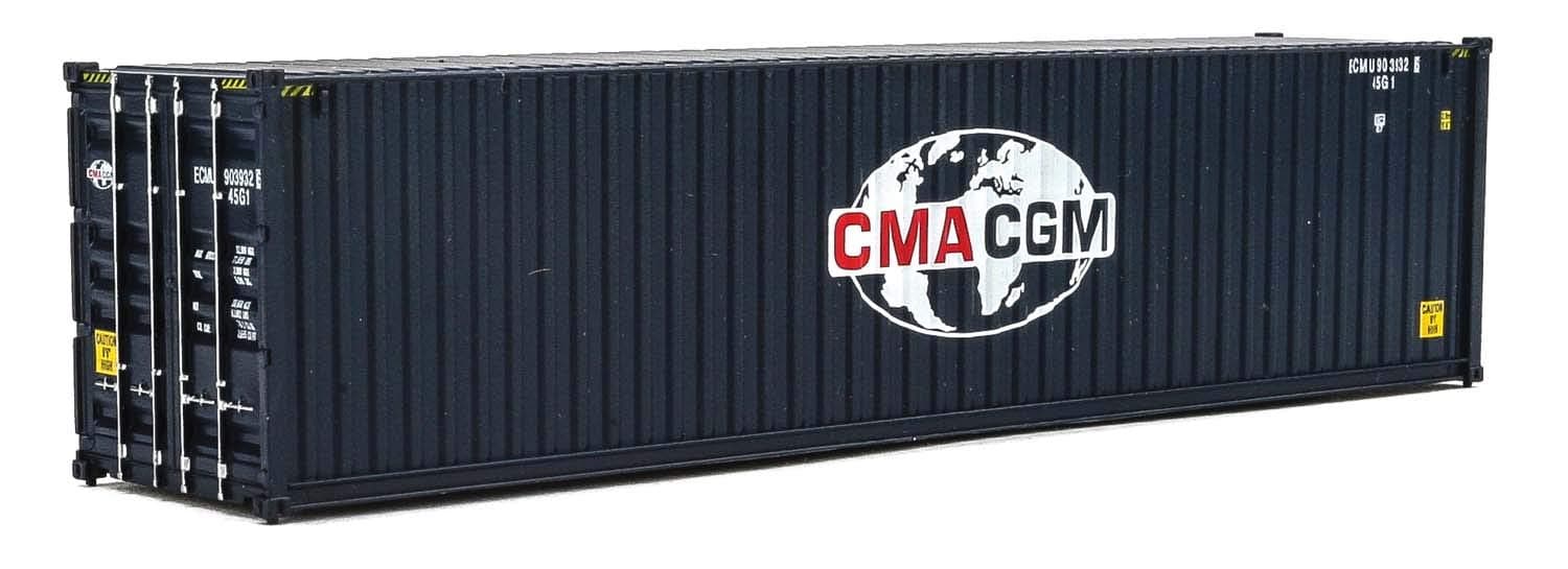 Walthers SceneMaster 40' Hi-Cube Corrugated-Side Container-GMA-CGM (Globe Logo; Blue, White, red) 949-8260 HO Scale Model Railroad - Freight Model