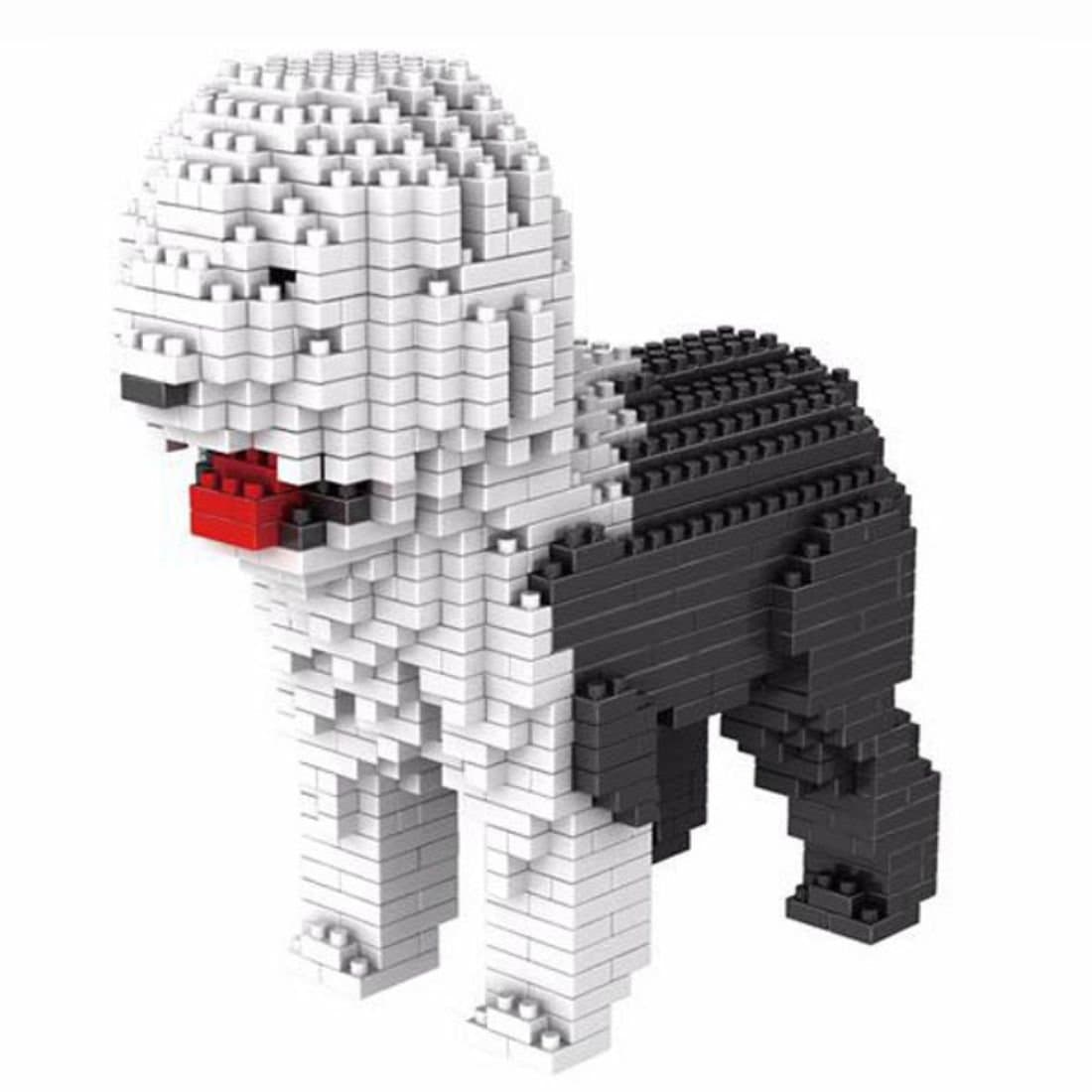 English Shepherd dog. Figure to assemble with nanoblocks. 950 pieces.
