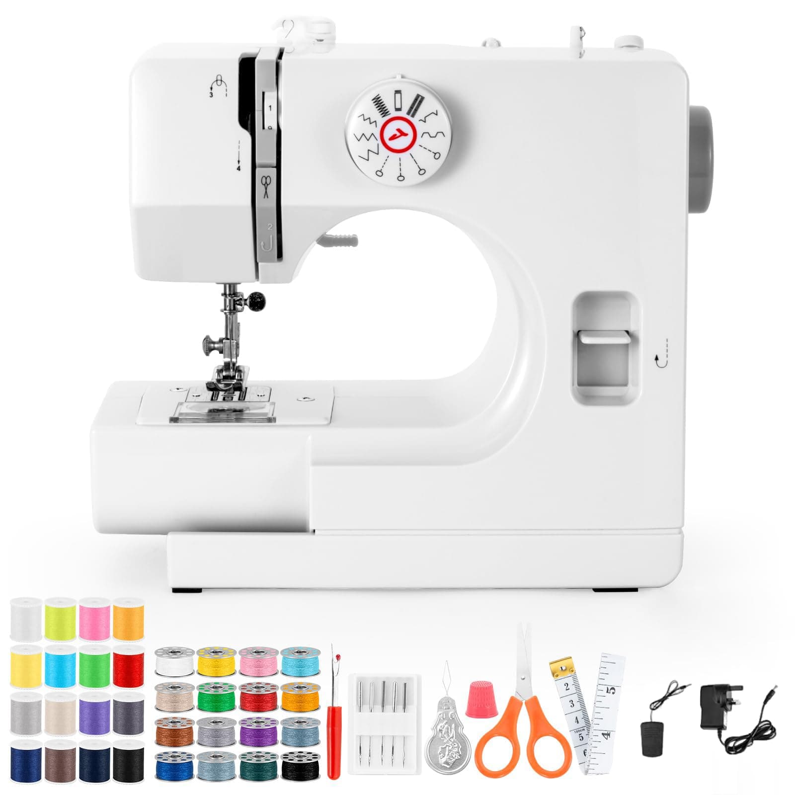 Azonee Sewing Machines, Mini Sewing Machine, Mending Machine - Simple, Portable & Great for Beginners, 12 Stitch Dual Speed with Foot Pedal Kit