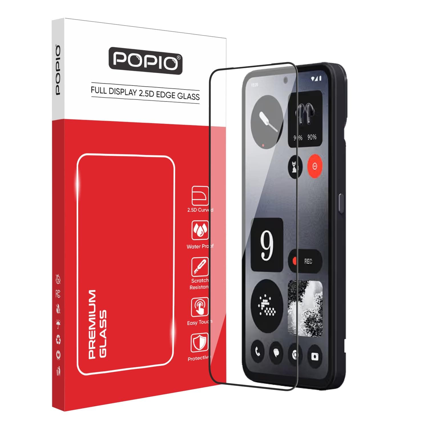 POPIO Military-Grade Gorilla Tempered Glass for Nothing CMF Phone 1 (Black) 9H Hardness, Edge-to-Edge Full Coverage, Anti-Scratch, Bubble-Free, Ultra Clear HD Glass, Oleophobic Coating, Face ID Compatible