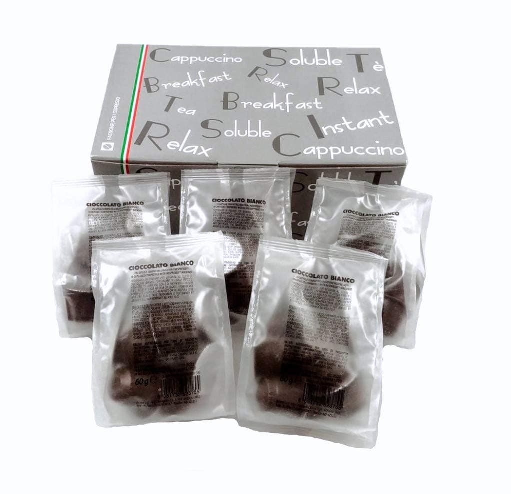 Bonini Coffee Pods, Nespresso Compatible Hot White Chocolate Coffee Pods, 5 Packs Coffee Capsules/Pods. Each Pack 10 Pods Total 50 Pods. 100% Italian coffee (Smooth and Creamy)