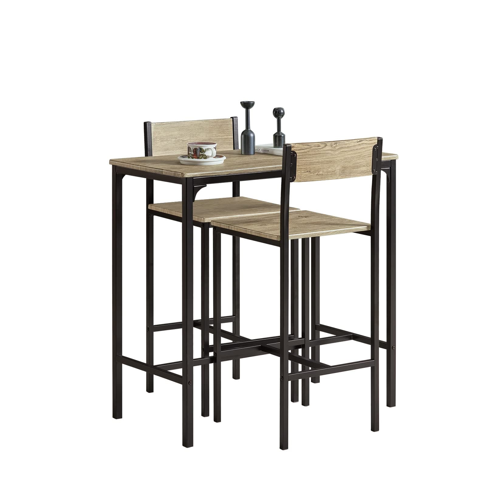 SoBuy Bar Set-1 Bar Table and 2 Stools Home Kitchen Restaurant Bar Set Furniture Dining Set OGT03-N
