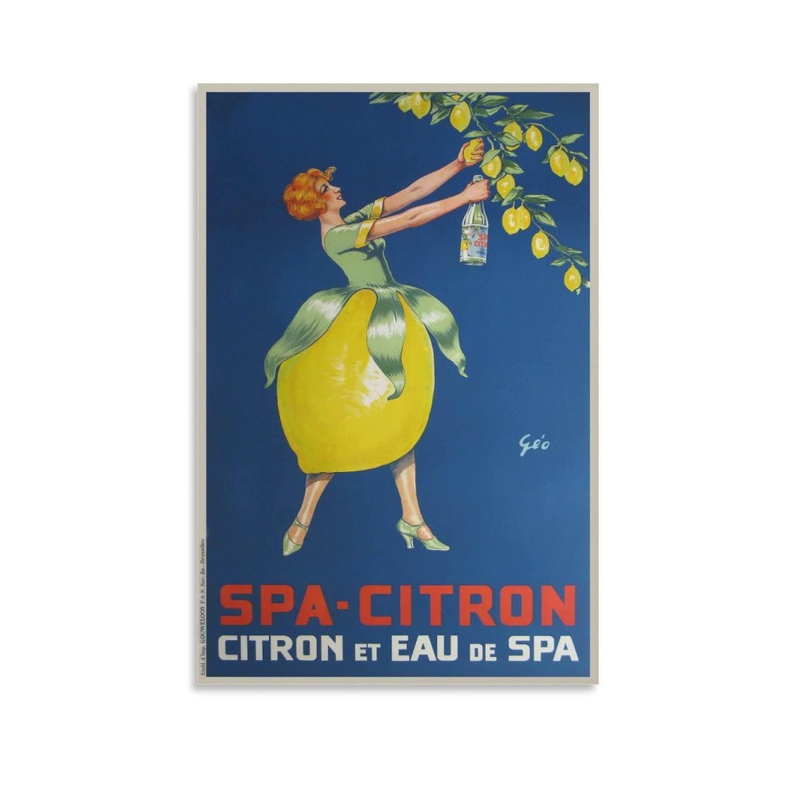Vintage Posters French Lemon Art Posters Spa Citron Canvas Wall Art Prints for Wall Decor Room Decor Bedroom Decor Gifts Posters 12x18inch(30x45cm) Unframe-style