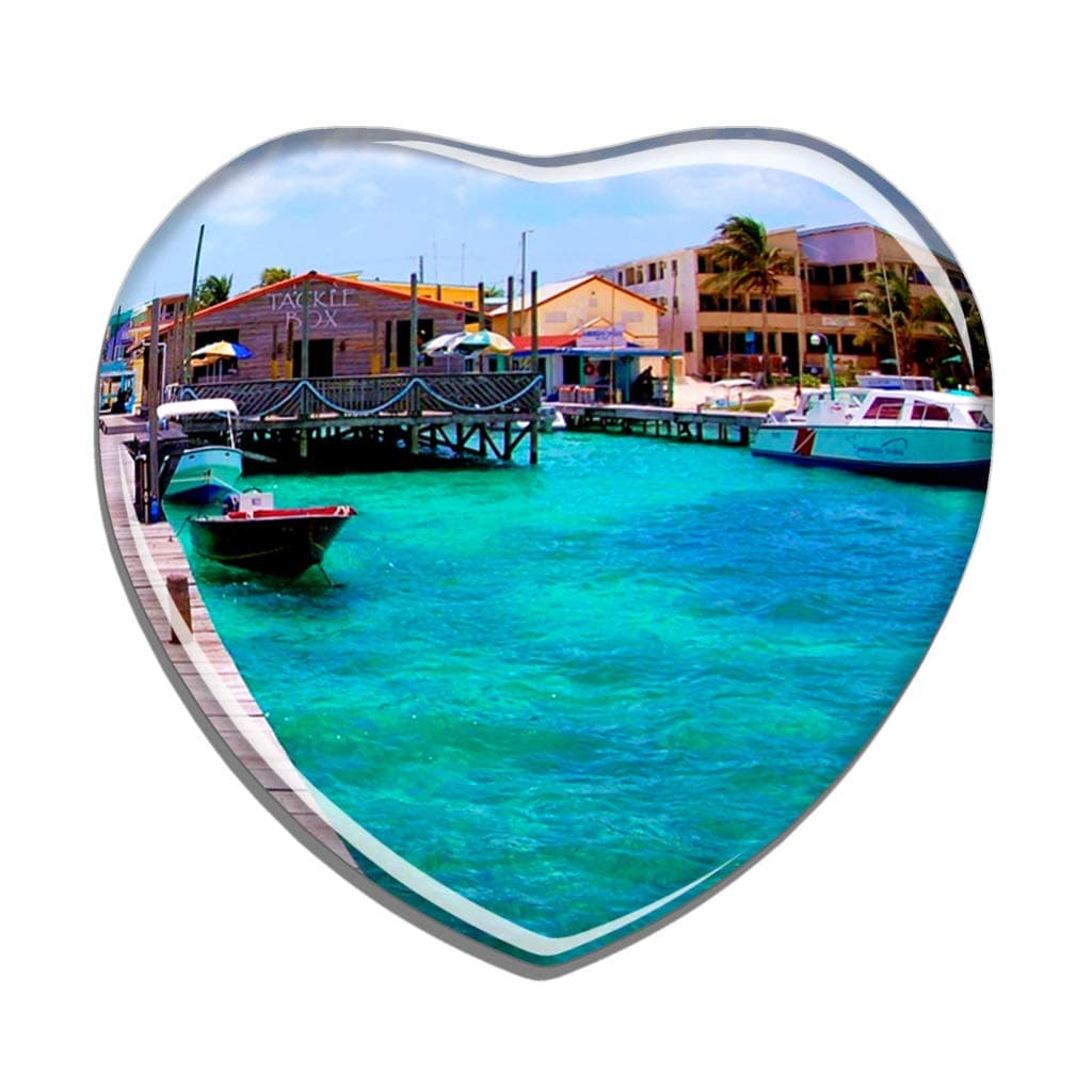 Hqiyaols Souvenir Belize San Pedro Refrigerator Magnet Heart-shaped Crystal Fridge Magnet Sticker Travel Gift Collection Souvenir