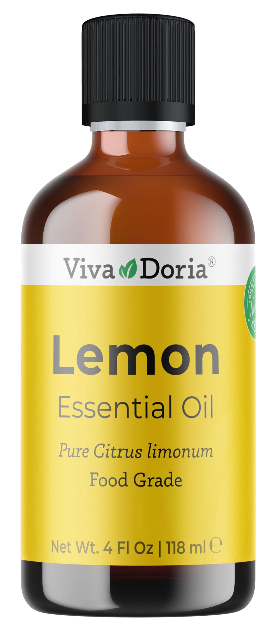 Viva Doria Lemon Essential Oil, 100% Pure, Natural Lemon Essential Oil, Undiluted, for Aromatherapy | Food Grade, 118 mL (4 Fluid Ounce)