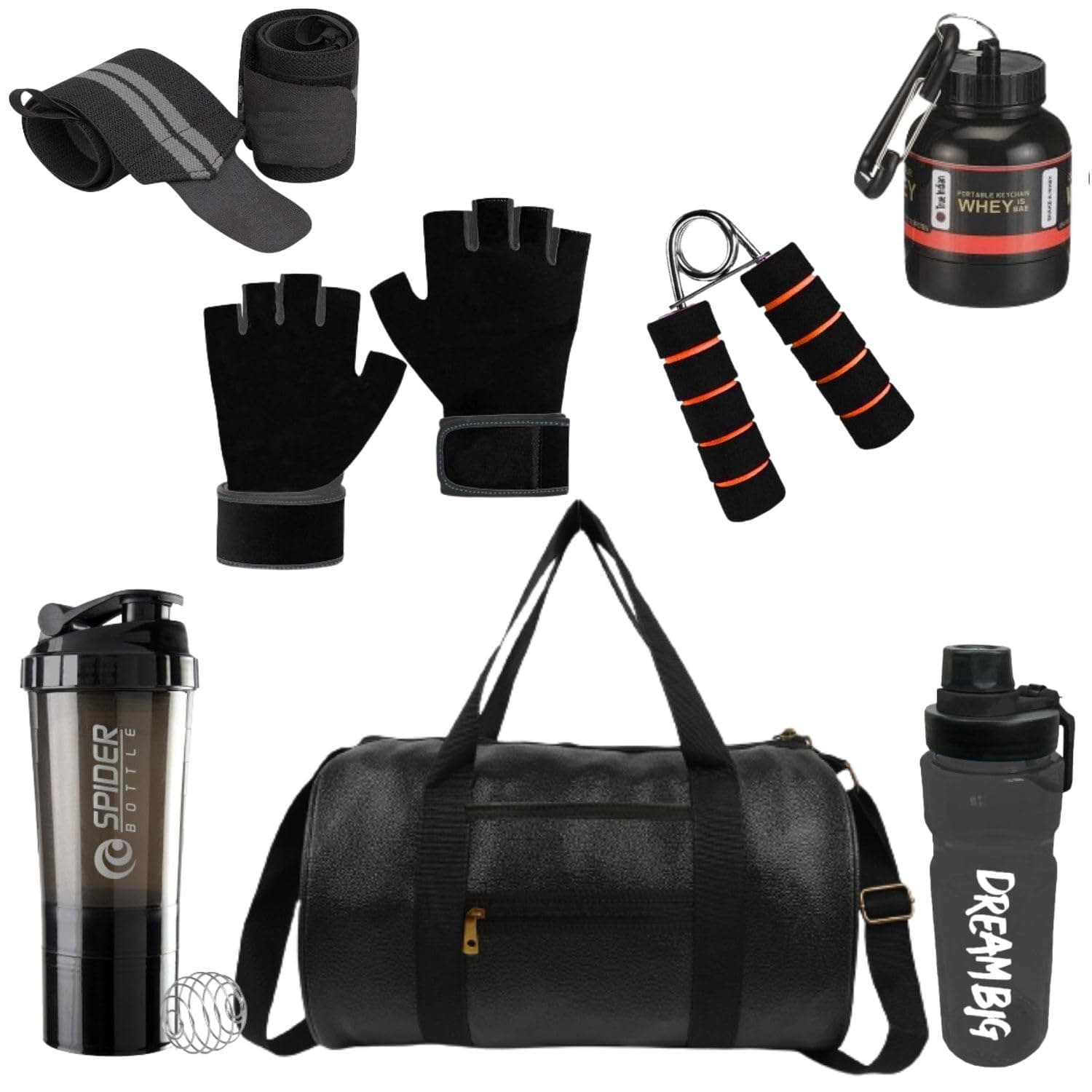 TRUE INDIAN Leather Gym Bag Combo For Men Ll Gym Bag Bottle Gym & Fitness Kit...