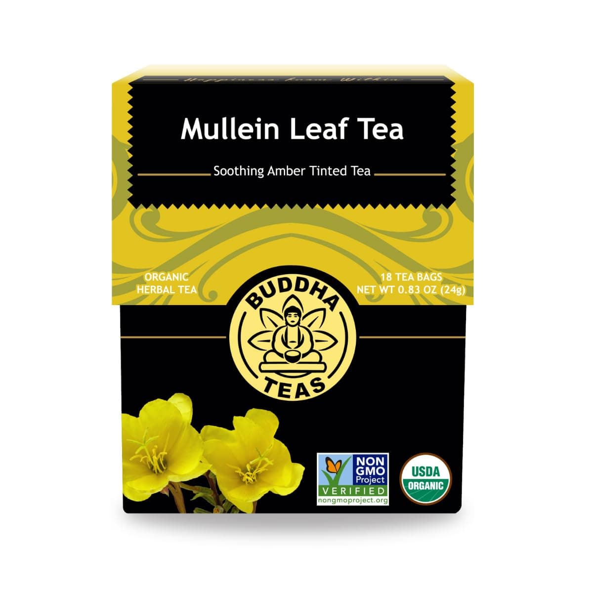 Buddha Teas Organic Mullein Leaf Tea Kosher, Caffeine-Free, GMO-Free with 18 Bleach-Free Tea Bags