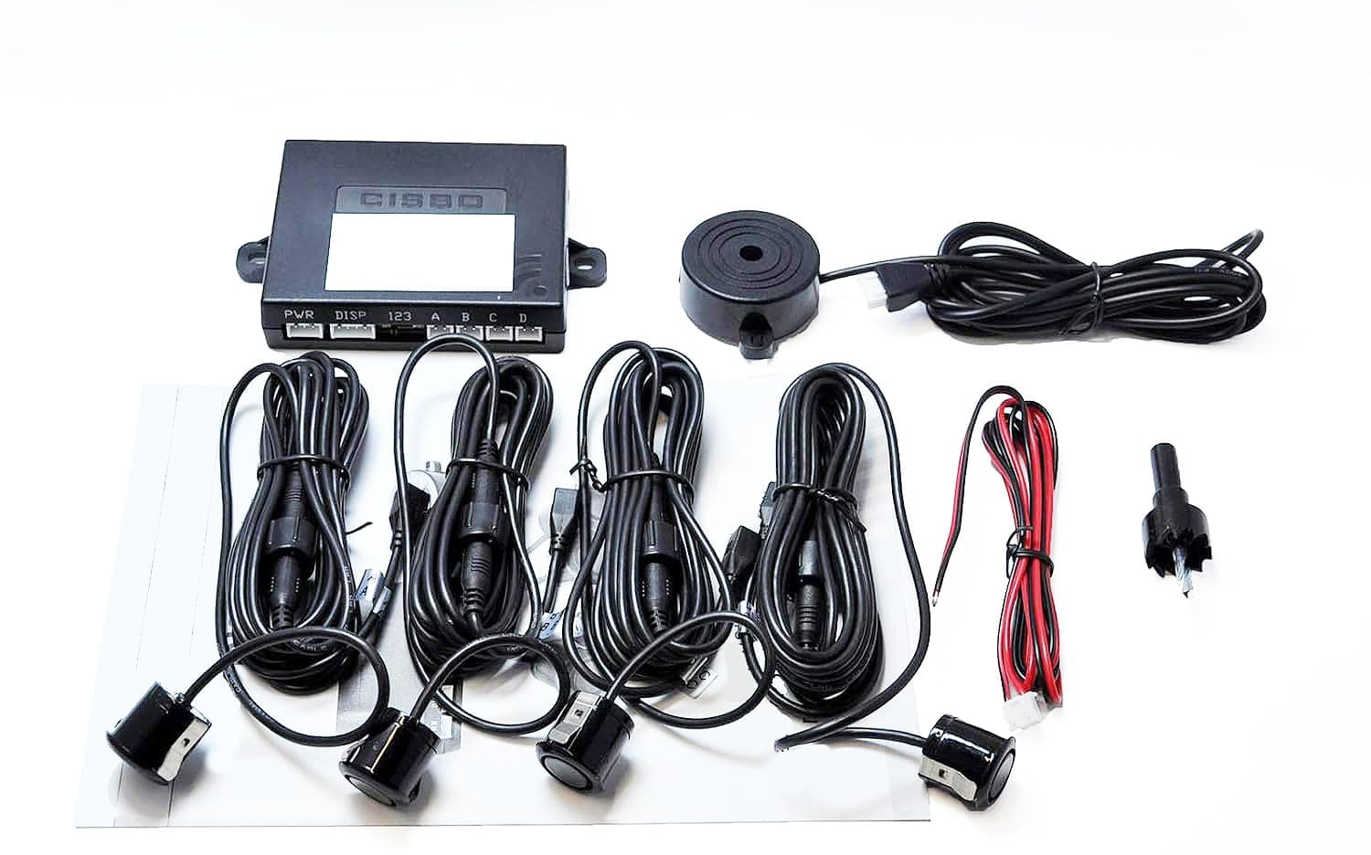 18mm Detachable Rear Reverse Parking Sensor 4 Sensors Kit Audio Buzzer Kit (Matt Black)