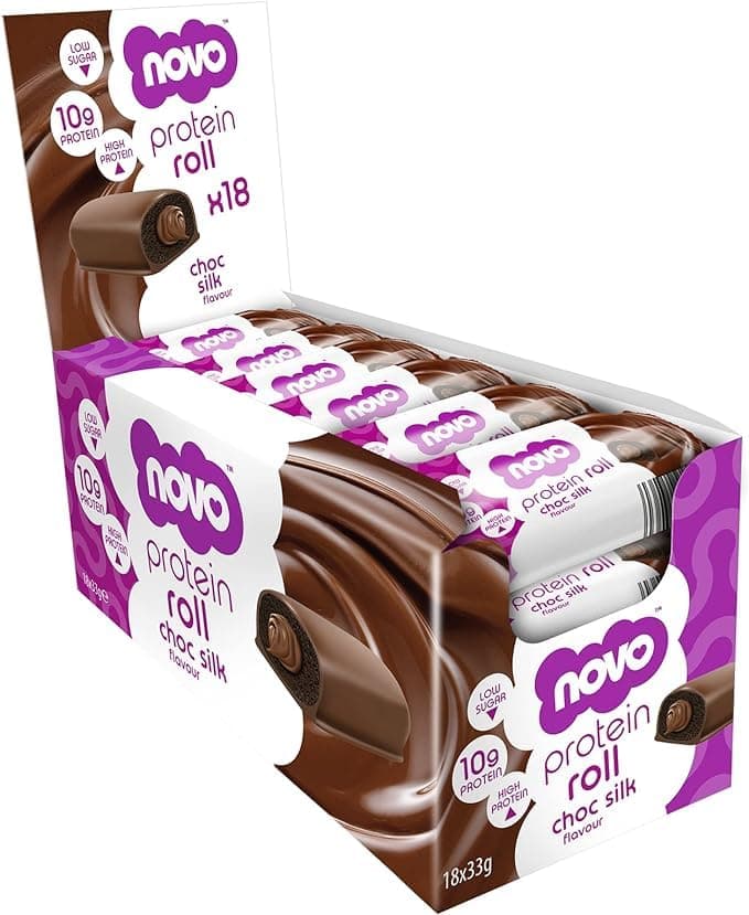 Generic Novo Nutrition Protein Rolls | High Protein Roll Bar, Healthy Snack, Protein Bar Alternative | Suitable for Vegetarians | Pack of 18 x 33g (Choc Silk)